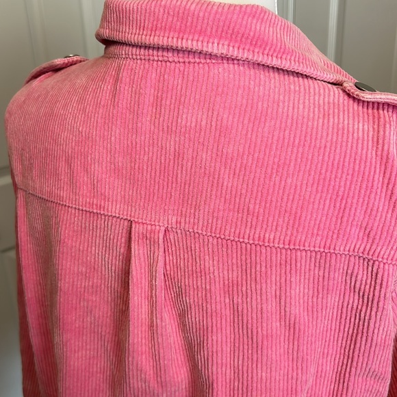Pink Buttoned Flap Pocket Corduroy Jacket - Picture 7 of 9
